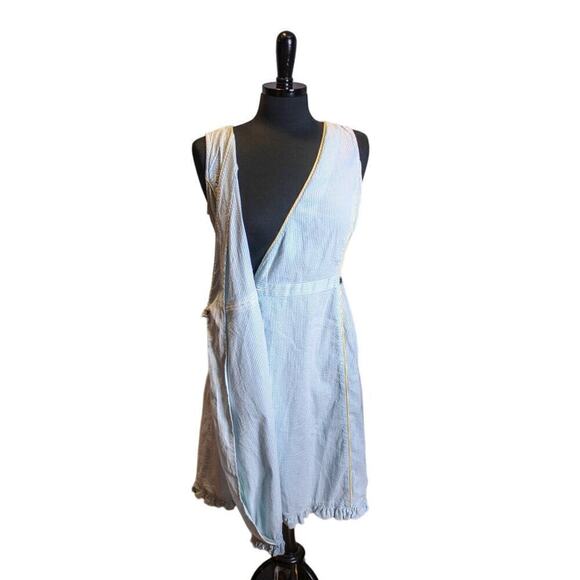 Pappagallo Wrap Dress Seersucker Mini V Neck Sleeveless Striped Size 6 - Picture 4 of 5
